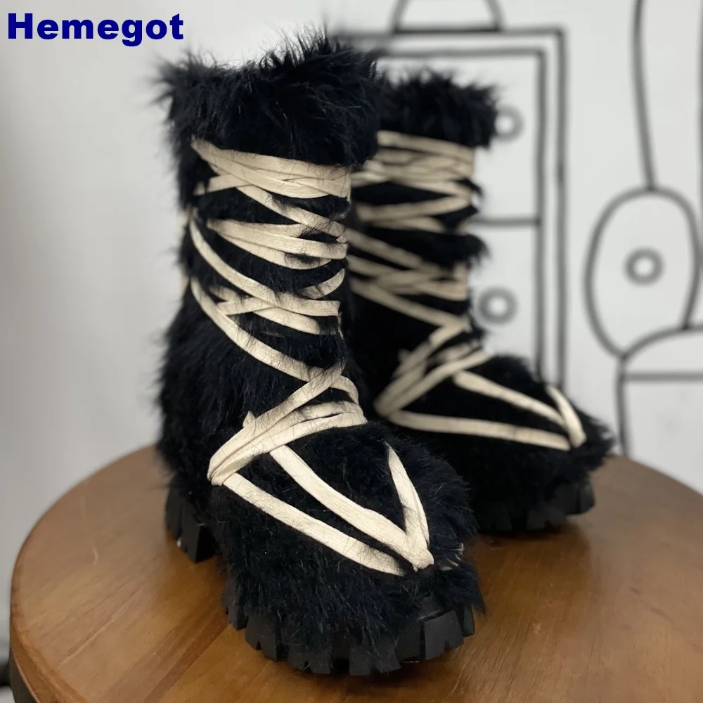 Stivali da donna neri pelosi a - Street Fashion Y2K recensione e prezzo